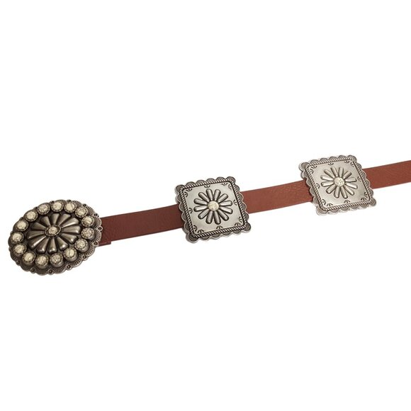 Western Concho Belt in man-made, vegan, animal friendly, cruelty free leatherett